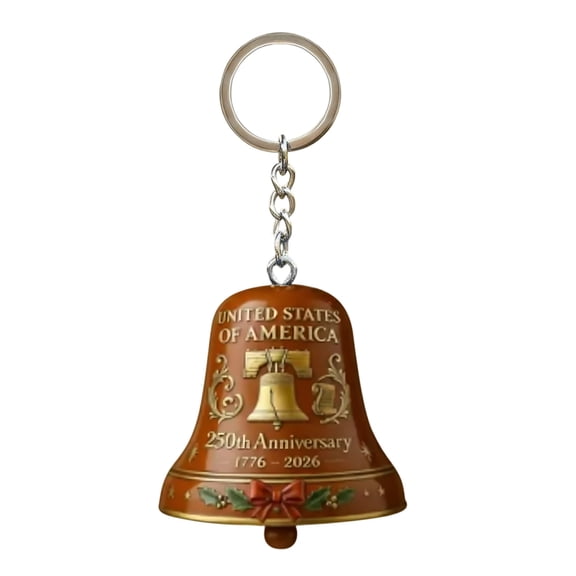 USA 250th Anniversary Bell Ornaments, Vintage-Inspired Metal Hanging Bell for Christmas Tree, Patriotic Ornaments with Commemorative Detailing for Collectors or Patriots, Good Luck Gift (Wine)