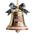 thumbnail image 1 of USA 250th Anniversary Bells Ornament, “1776–2026” Engraved Gold Alloy Patriotic Christmas Tree Decoration with Red White Blue Flag Enamel, Commemorative Keepsake Gift, 1 of 4