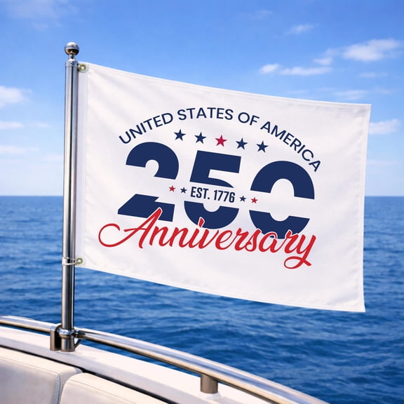 USA 250th Anniversary Boat Flag - Patriotic Nautical Decor 12x18 POLE NOT INCLUDED Garden Flag