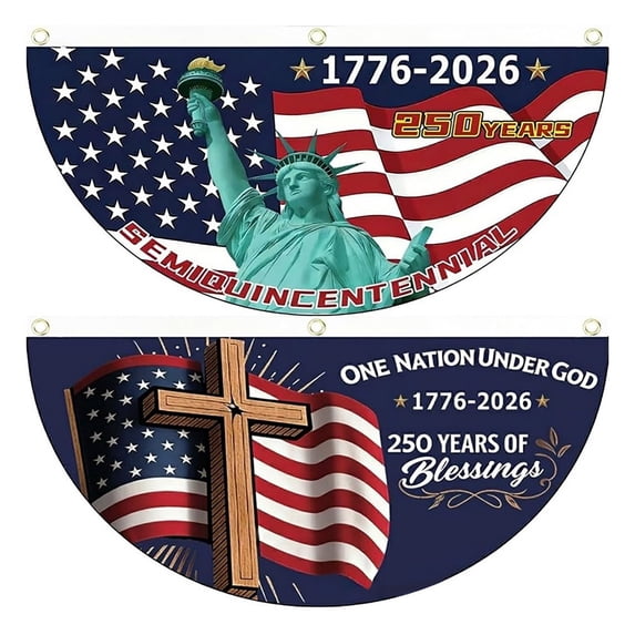 USA 250th Anniversary Bunting Banner 4th of July Patriotic Half Fan Flag For Indoor Outdoor Independence Day Memorial Day Party Decor