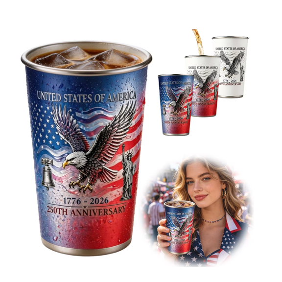 USA 250th Anniversary Color Changing Cup 16oz Cold Activated Aluminum Party Cup With Patriotic Eagle Flag Design For Independence Day Celebrations