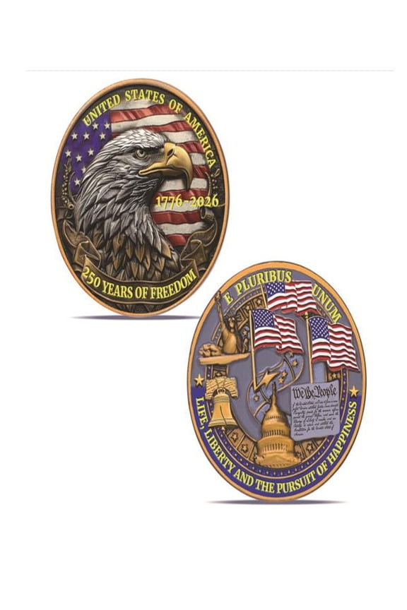 USA 250th Anniversary Commemorative Coin 2026 Independence Day Metallic Challenge Coins for Party Celebration Supplies and Holiday Gift