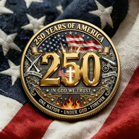 USA 250th Anniversary Commemorative Coin Collectible Ornament, US 250 Years Of Greatness Coin Decoration, Home Office Desktop Patriotic Theme Decor, Gift for Patriots, Friends, Families