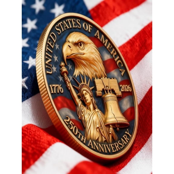 USA 250th Anniversary Commemorative Coin Double-Sided 250 Year Metal Challenge Coins for Party Home Celebration Supplies and Patriot Gifts