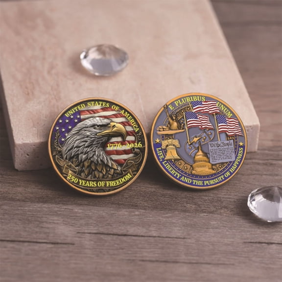 USA 250th Anniversary Commemorative Collectible Coin, Retro 250th Anniversary Tribute Collection Decoration, for History Enthusiasts, Coin Collectors and Inspirational Collectors, 1.5in Home Decor
