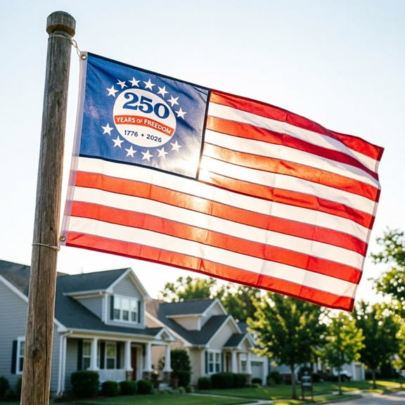 USA 250th Anniversary Commemorative Flag 1776-2026 Patriotic Banner 4th of July Bunting Flag for USA 250th Anniversary Outdoor Yard and Home Display