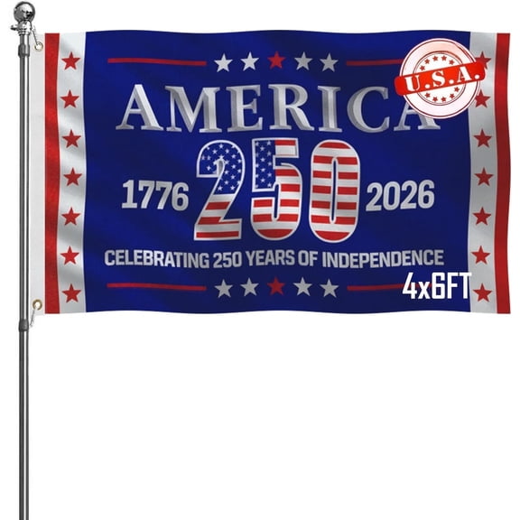 USA 250th Anniversary Commemorative Flag 2x3 ft | Exclusive Black-Red-White Colorway 200D Weather-Resistant Polyester Double-Sided Triple-Layer Construction Indoor/Outdoor Use 2026 Patriotic Decor