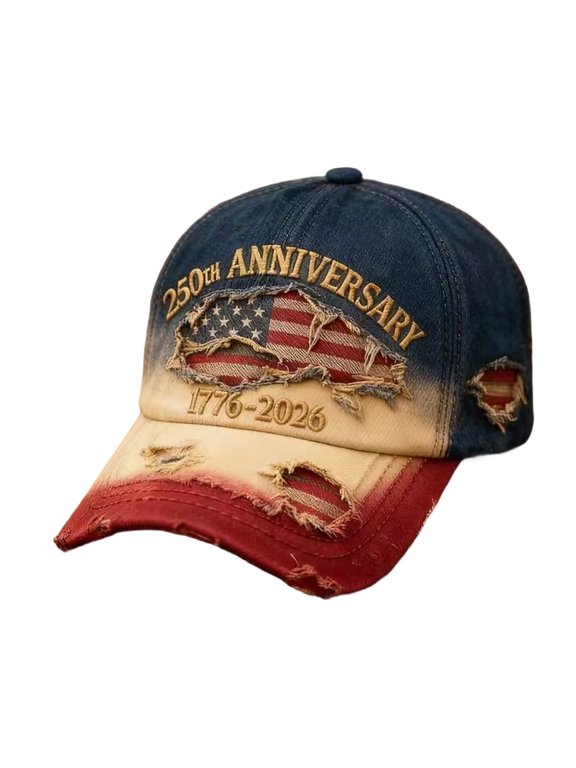 USA 250th Anniversary Commemorative Hat 4th of July American Flag Cap Adjustable Distressed Retro Cap 1776-2026 Gift for Men Veterans History Buffs,Royal Blue