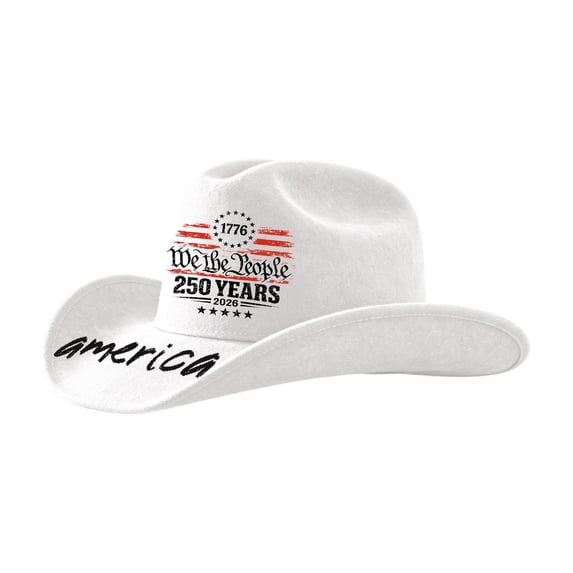USA 250th Anniversary Cowboy Hat We the People Felt Western Patriotic Hat Heavy Distressed America 250 Years Celebration Gift 1776-2026 Wide Brim Sun Cap
