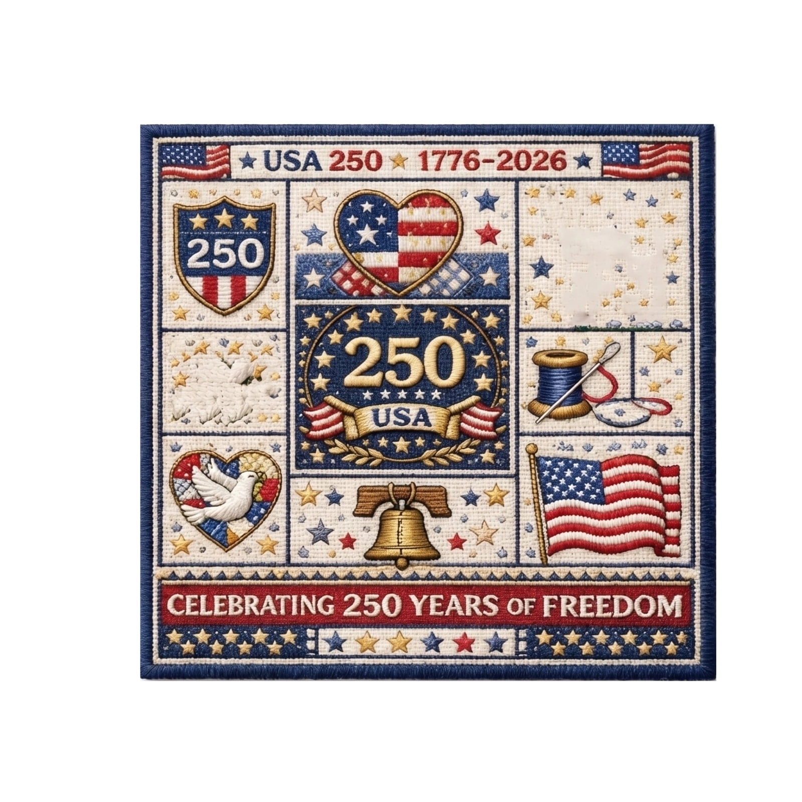 USA 250th Anniversary Cross Stitch Kit, 1776-2026 Patriotic Stamped ...