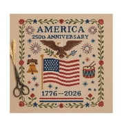USA 250th Anniversary Cross Stitch Kit Imitation Linen DIY Needlepoint Set, Patriotic Embroidery Pattern for Beginners, 4th of July & Bicentennial Home Wall Decor