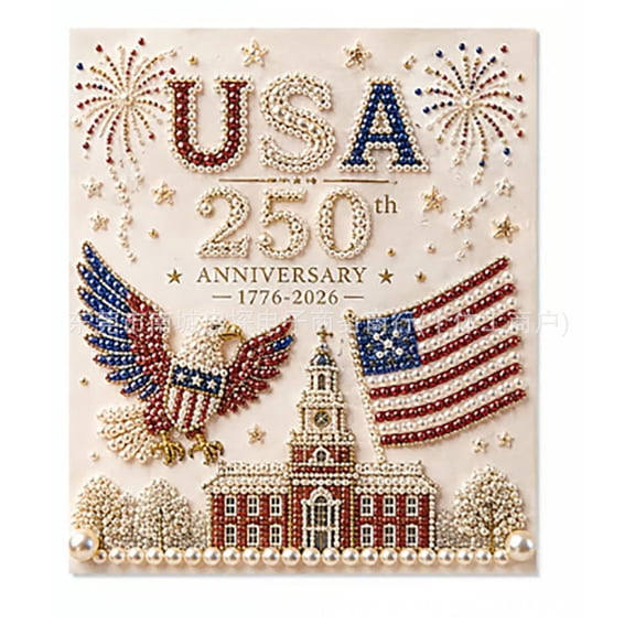 USA 250th Anniversary DIY Pearl Painting Kit, Patriotic Pearl Art Set with Flag & Eagle, Bead Craft for Adults Teens, 4th of July Decor Gift