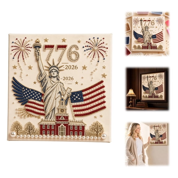 USA 250th Anniversary DIY Pearl Painting Kit Patriotic USA 250th Pearl Art Kit, DIY Bead Painting with American Flag & Eagle, Unique Craft Decor & 4th of July Gift Adults,Style A