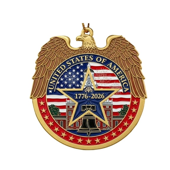 USA 250th Anniversary Decorative Acrylic Pendant – 2D Flat Commemorative Ornament with Statue of Liberty & Patriotic Symbols – Hanging Sign for Tree or Display – 1776–2026