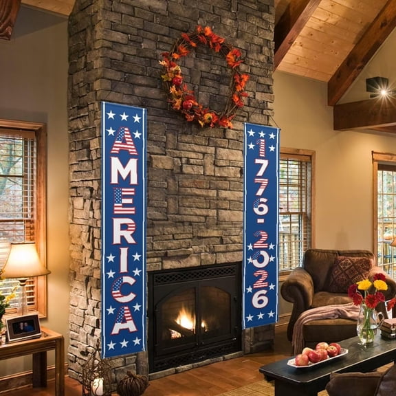 USA 250th Anniversary Door Flag 2 Pack Independence Day Porch Sign Patriotic Hanging Decoration Set for Celebrating 250 Years United States Home d