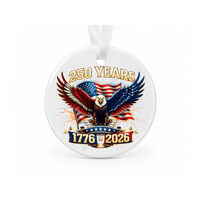 USA 250th Anniversary Eagle Ceramic Ornament, 1776-2026 Patriotic Keepsake, USA Patriotic Gift, 3 Inch