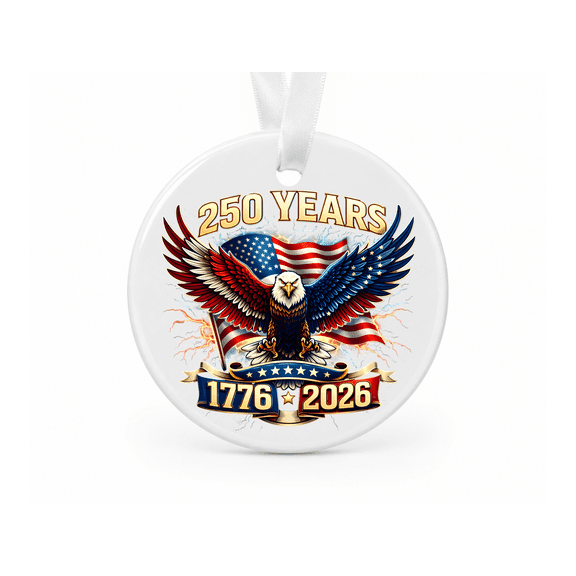 USA 250th Anniversary Eagle Ceramic Ornament, 1776-2026 Patriotic Keepsake, USA Patriotic Gift, 3 Inch