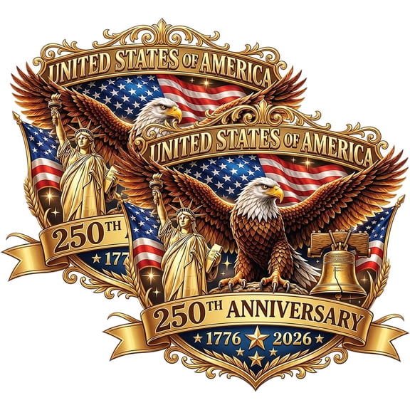 USA 250th Anniversary Eagle Decals (2PCS), 1776-2026 Patriotic American Flag Vinyl Stickers for Cars, Trucks, Windows, Laptops