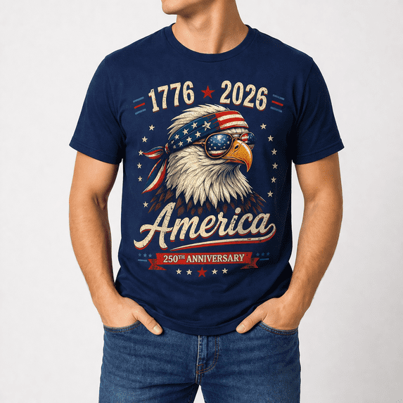 USA 250th Anniversary Eagle T-Shirt, 1776–2026 Patriotic America Graphic Tee, Vintage Independence Day Shirt