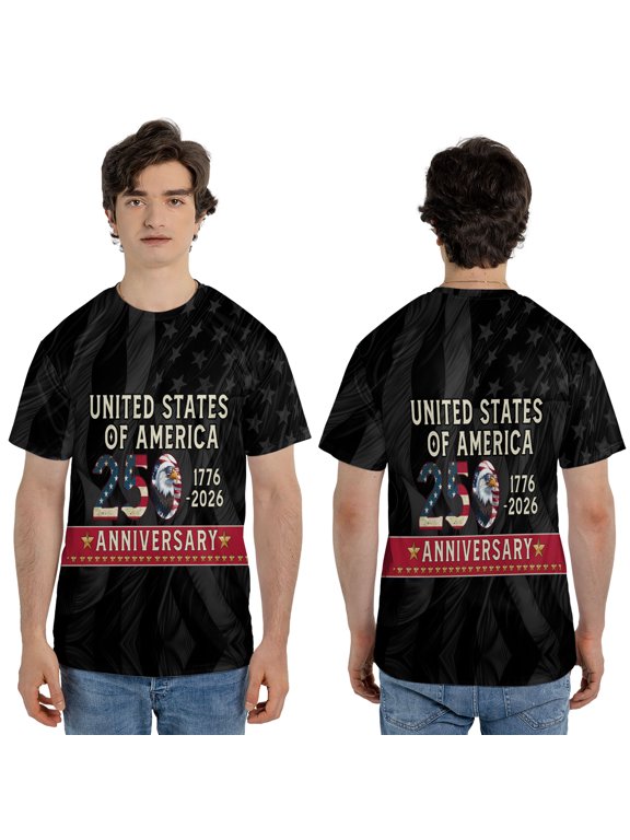 USA 250th Anniversary Eagle T-Shirt, United States America 1776-2026 Black Patriotic Tee Gift