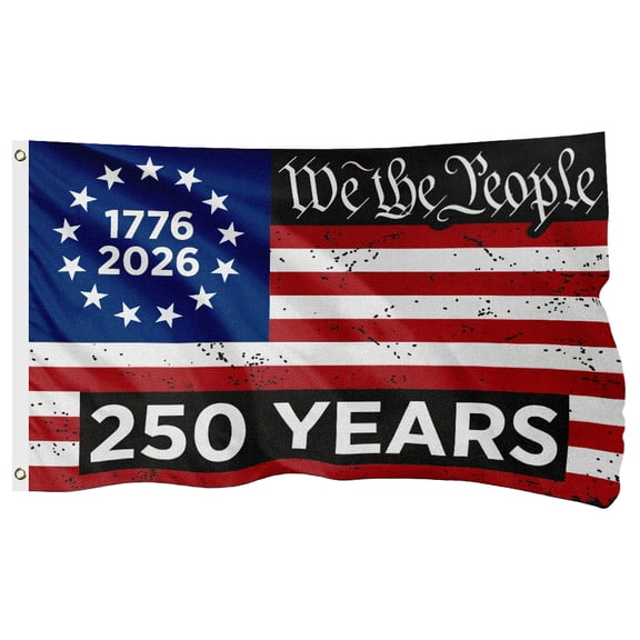 USA 250th Anniversary Flag 1776-2026, 250 Year American Anniversary Commemorative Flag, 400D Heavy Duty Double-Sided Patriotic Banner, 4 Rows Stitched & Brass Grommets