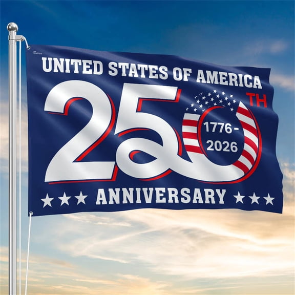 USA 250th Anniversary Flag 1776-2026 3x5ft Blue Patriotic Banner Outdoor Polyester American Semiquincentennial Celebration Flag