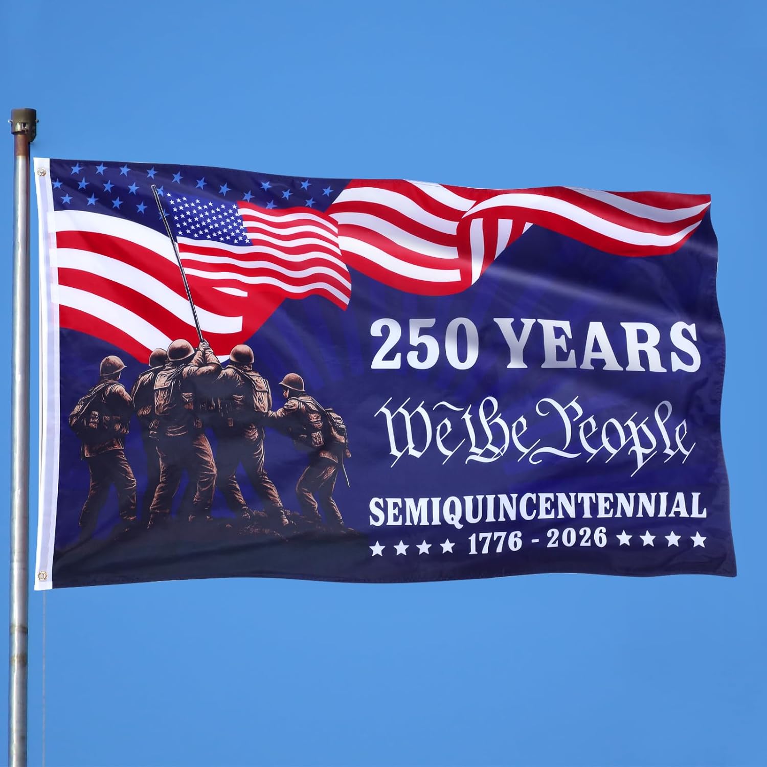 USA 250th Anniversary Flag 3 x 5 ft Anniversary United States Semiquincentennial Grommet Flag Double Sided Independence Day 4th of July Patriot Outdoor Garden Flags Banner Decoration