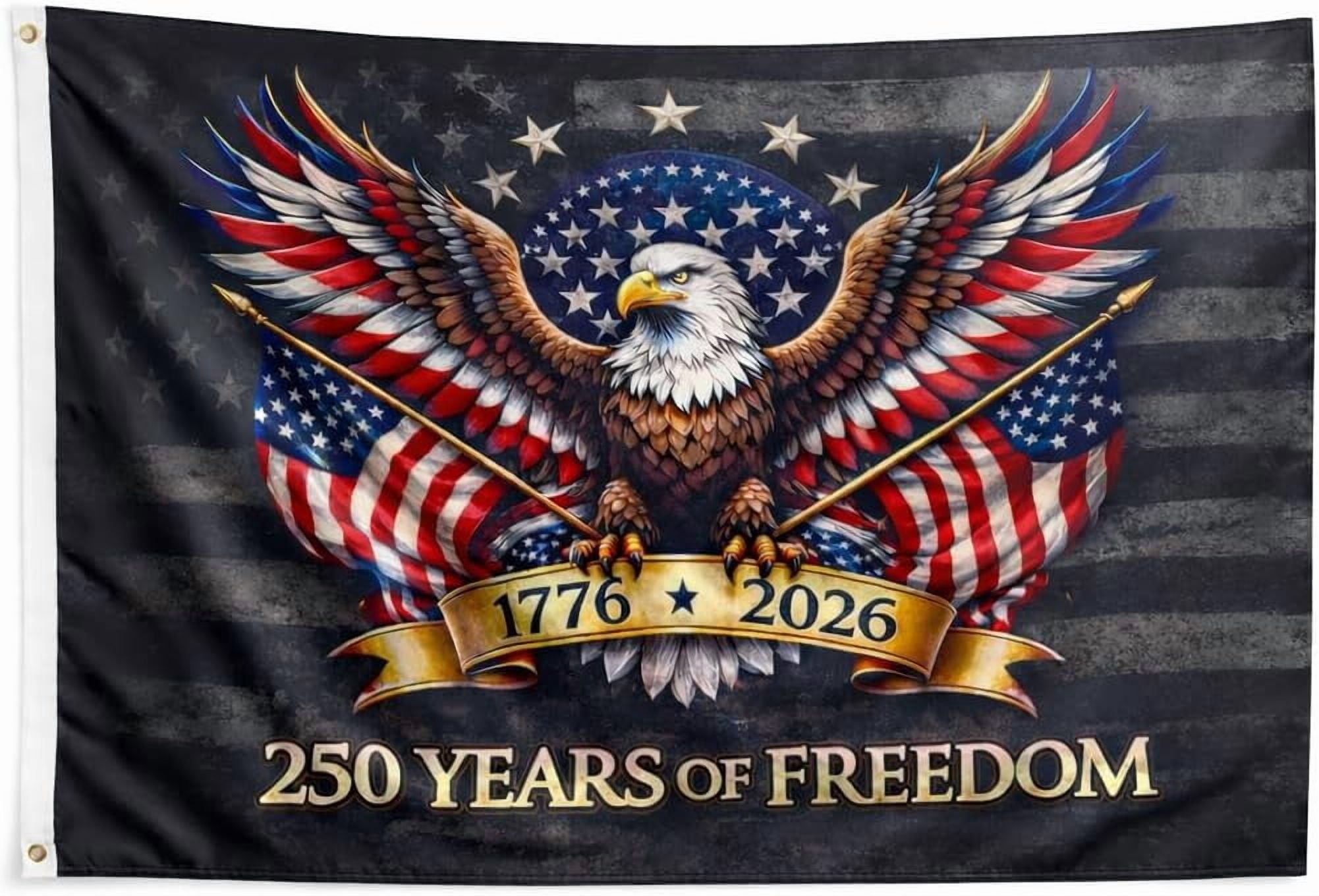 USA 250th Anniversary Flag 3x5 FT, Single Layer Lightweight Outdoor Patriotic Flag, Fade Resistant American Independence Day 1776–2026 Flag