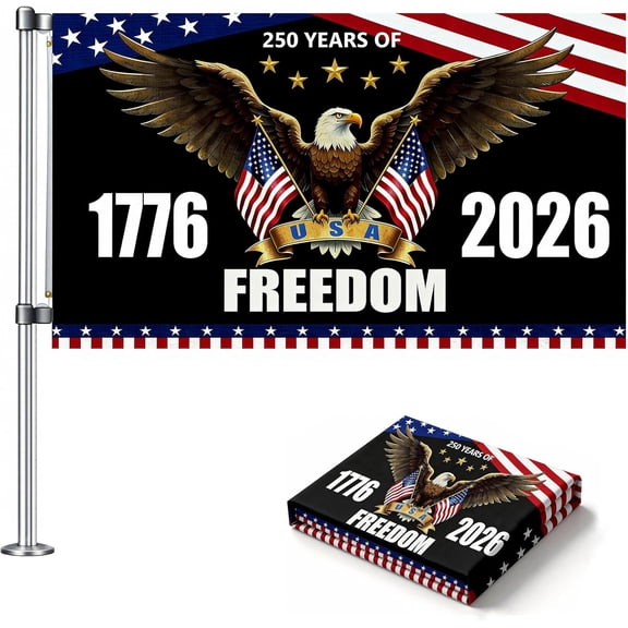 USA 250th Anniversary Flag 3x5 Ft, Double Sided 3 Layers Ply Flying 1776-2026, American 250 Years Celebration Banner for Outdoor Indoor, Truck, Hand Held, House, Party Decor