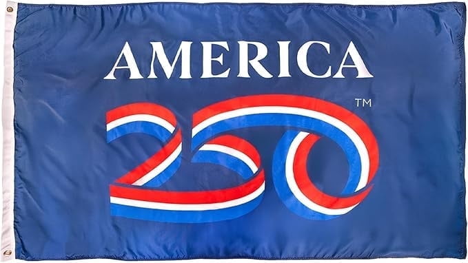 USA 250th Anniversary Flag 5ftx 8ft | USA-Made Nyl-Glo Nylon Outdoor Flag | Durable Canvas Header and Brass Grommets | UV Resistant Colors | Special Edition 250 Celebration Flag