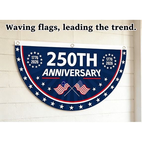 USA 250th Anniversary Flag Bunting, 1.5 x 3 FT American Patriotic Banner 1776-2026 Party Decorations 250 Year 4th of July , Indoor Outdoor Hanging Decor, American Independence Decor