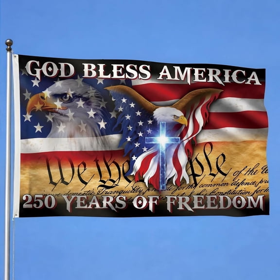 USA 250th Anniversary Flag Double Sided 3 x 5 ft Anniversary United States Semiquincentennial Grommet Independence Day 4th of July Patriot Outdoor Garden Banner (Simple)