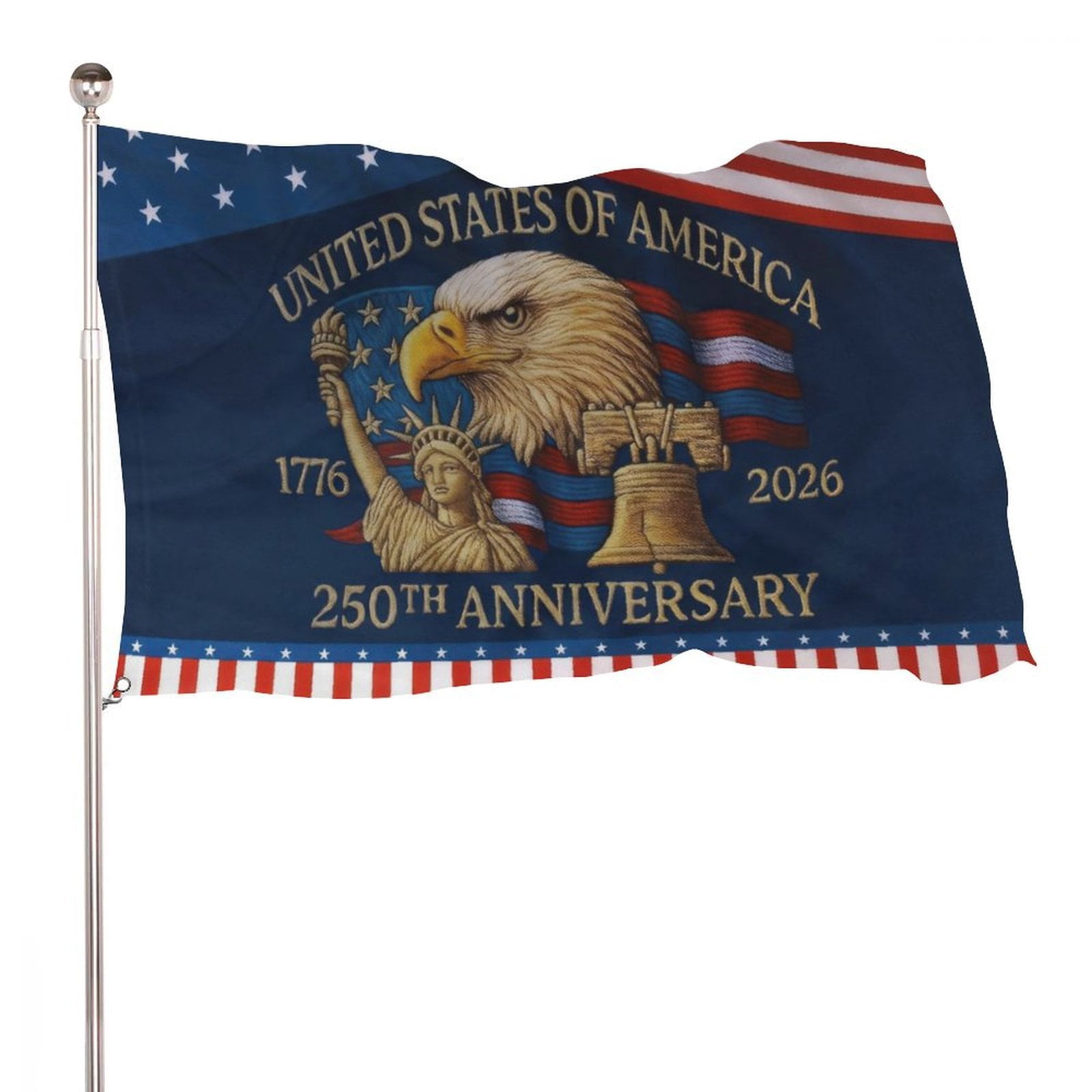 USA 250th Anniversary Flag Double Sided 4x6 ft Anniversary United States Semi-quincentennial Independence Day 4th of July Patriot Outdoor Garden Banner