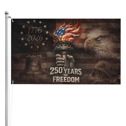 USA 250th Anniversary Flag Double-Sided 6x4 Ft American Independence 1776–2026 Celebration Flag 250 Years Birthday Patriotic Banner for Indoor Outdoor Decor