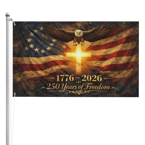 USA 250th Anniversary Flag Double-Sided 6x4 Ft American Independence 1776–2026 Celebration Flag 250 Years Birthday Patriotic Banner for Indoor Outdoor Decor