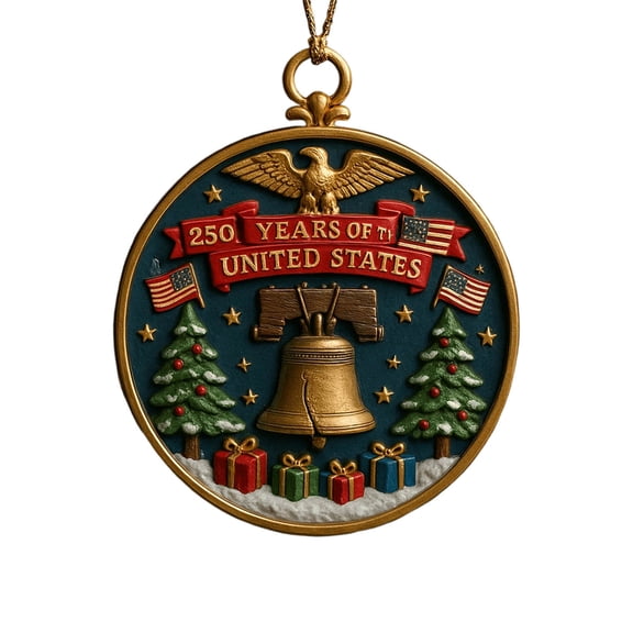 USA 250th Anniversary Hanging Decoration, 1776-2026 US Acrylic Decorative Coin, Christmas Tree Decor