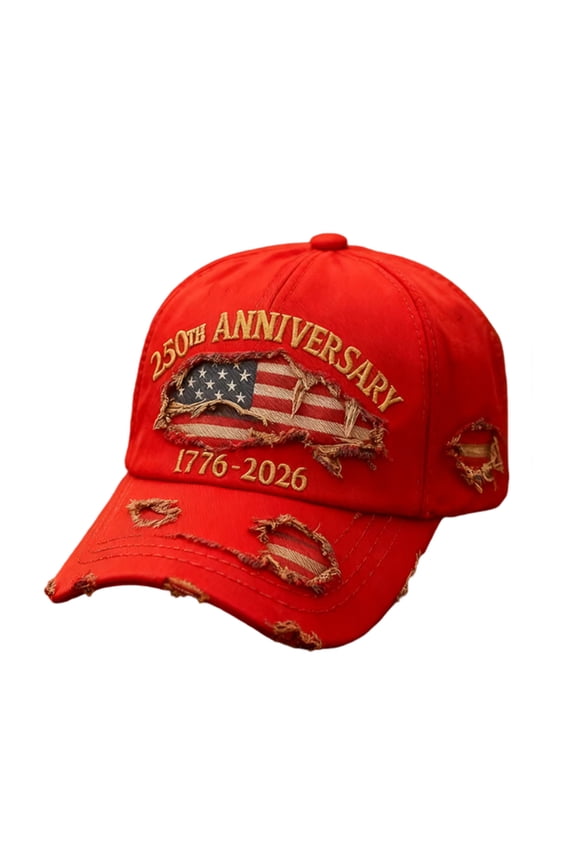 USA 250th Anniversary Hat 1776-2026 - Embroidered Distressed Denim Cap - Vintage Ripped Flag Patriotic American Gift