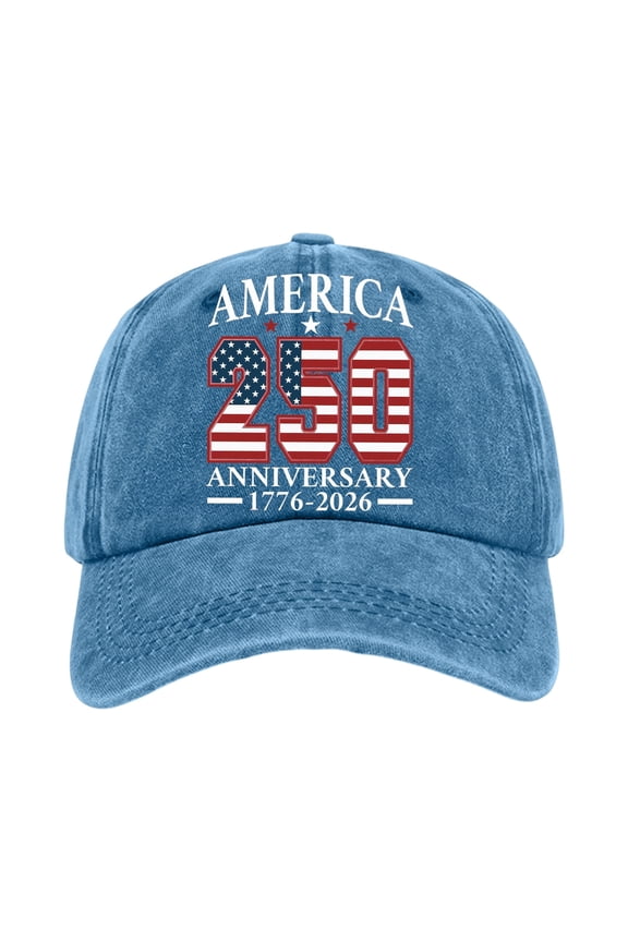 USA 250th Anniversary Hat 1776-2026 USA Patriotic Baseball Cap Adjustable Distressed Denim Cap Veteran Gift for Men Women,Light Blue