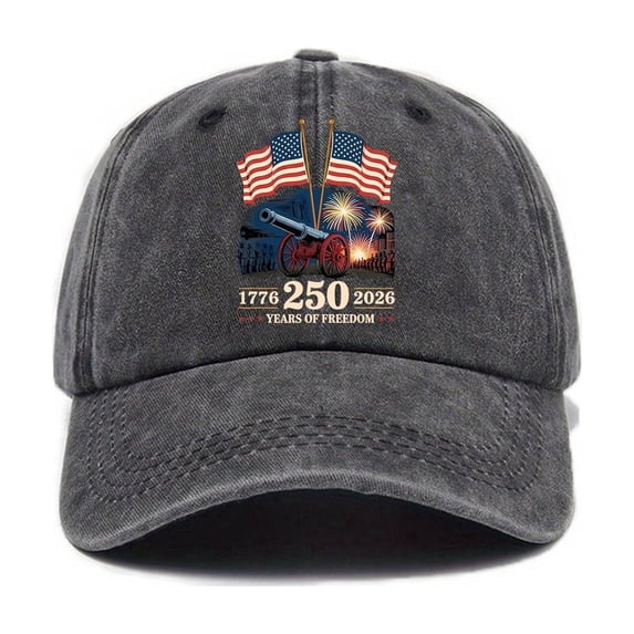 USA 250th Anniversary Hat 250 Year American Anniversary Hat for Women Men Soft Breathable Unisex Adult Baseball Caps, Black, One Size