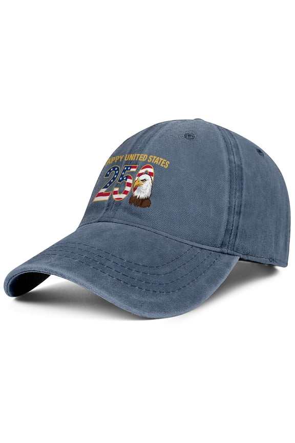 USA 250th Anniversary Hat, Adjustable 250th Anniversary Printed Patriotic Baseball Caps, Tribute Retro Washed Hat