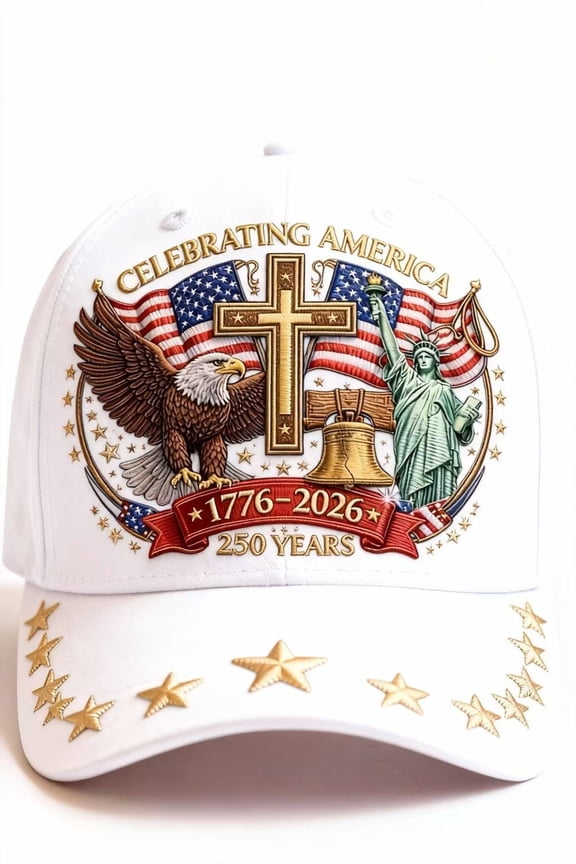 USA 250th Anniversary Hat – Embroidered 1776-2026 Patriotic Cap for Men & Women, 250-Year Celebration Merchandise(RL White 1 PC)