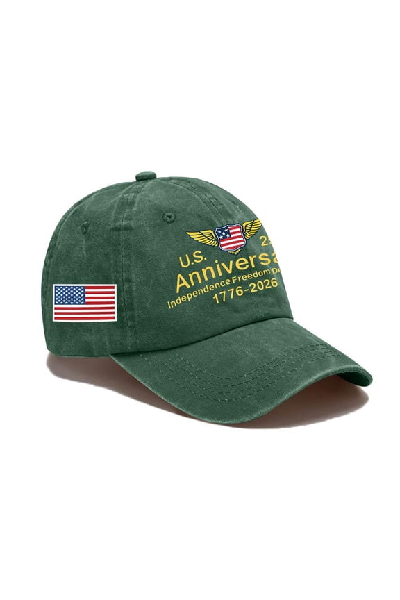 USA 250th Anniversary Hat,Vintage Washed Baseball Cap with Adjustable Strap for Men Women, Waterproof Print 4th of July Patriotic Accessories for Parade Party Camping Hiking Travel Outdoor