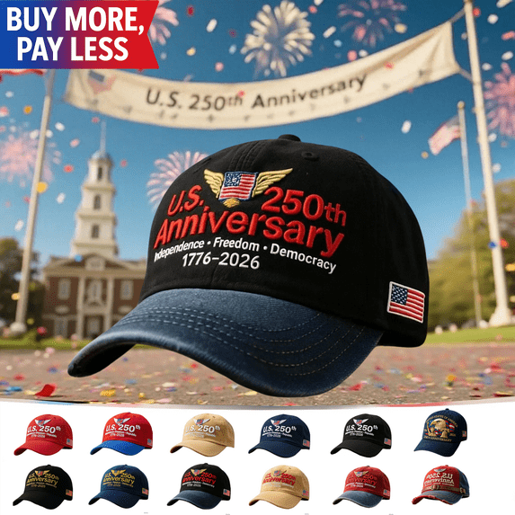 USA 250th Anniversary Heritage Hat, Patriotic Embroidered Retro Washed Baseball Cap, Adjustable Tribute Cap, Celebrate 250 Years of Independence and National Pride