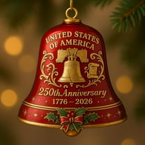 USA 250th Anniversary Keepsake Ornament,Patriotic Metal Christmas Tree Decor,Commemorative Collectible Gift for Independence Day,Veterans,Home & Travel Decor