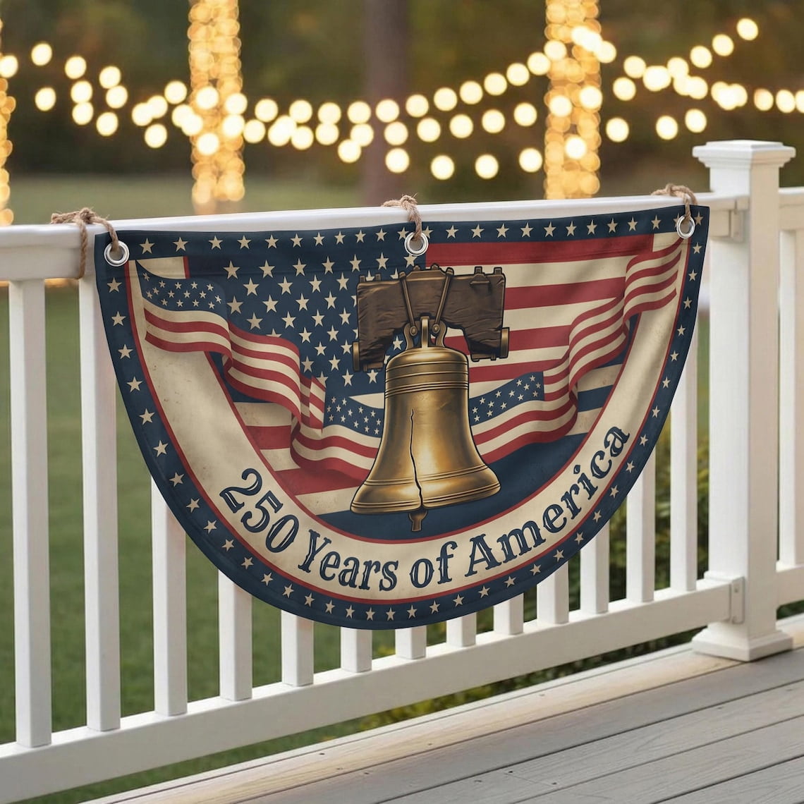 USA 250th Anniversary Liberty Bell 250 Years of America Patriotic Bunting 4th of July Porch Fan Flag 36x72in