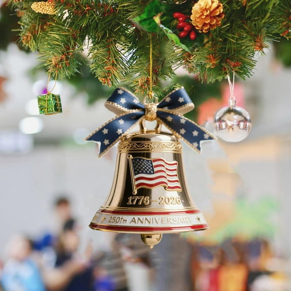 USA 250th Anniversary Liberty Bell Ornament, Handmade Enamel Crafted Commemorative Hanging Decor for Patriotic Christmas Tree, Collectors Gift, Outdoor Garden Fence Patio Decor