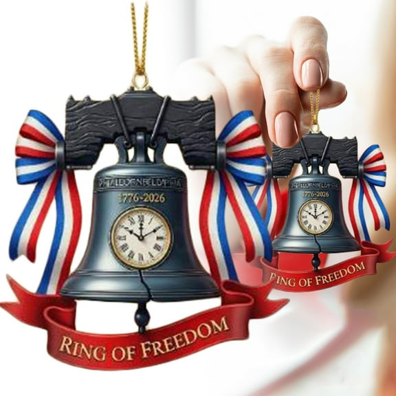 USA 250th Anniversary Liberty Bell Ornament Handmade Metal Commemorative Hanging Decor for Christmas Tree Garden Display Patriotic ors Keepsake and Holiday Decorations, Celebration Bell, 3D