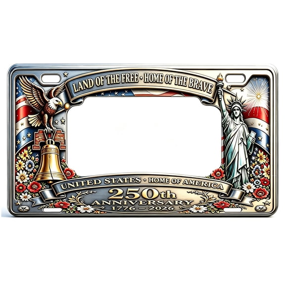 USA 250th Anniversary License Plate Frame for Car, American 250 Years Decorations License Plates Holder for Man Woman Cars Decor and Holiday Gifts