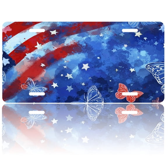 USA 250th Anniversary License Plate, Personalized American Flag Car Front License Plate Cover, Car Decor Accessory Stainless Aluminum Metal Rust-Proof Car Plate Novelty Vanity Tag 6 X 12 Inch
