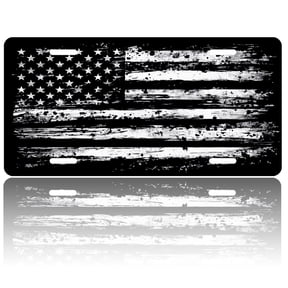 USA 250th Anniversary License Plate, Personalized Black and White Car Front License Plate Cover, Car Decor Accessory Stainless Aluminum Metal Rust-Proof Car Plate Novelty Vanity Tag 6 X 12 Inch